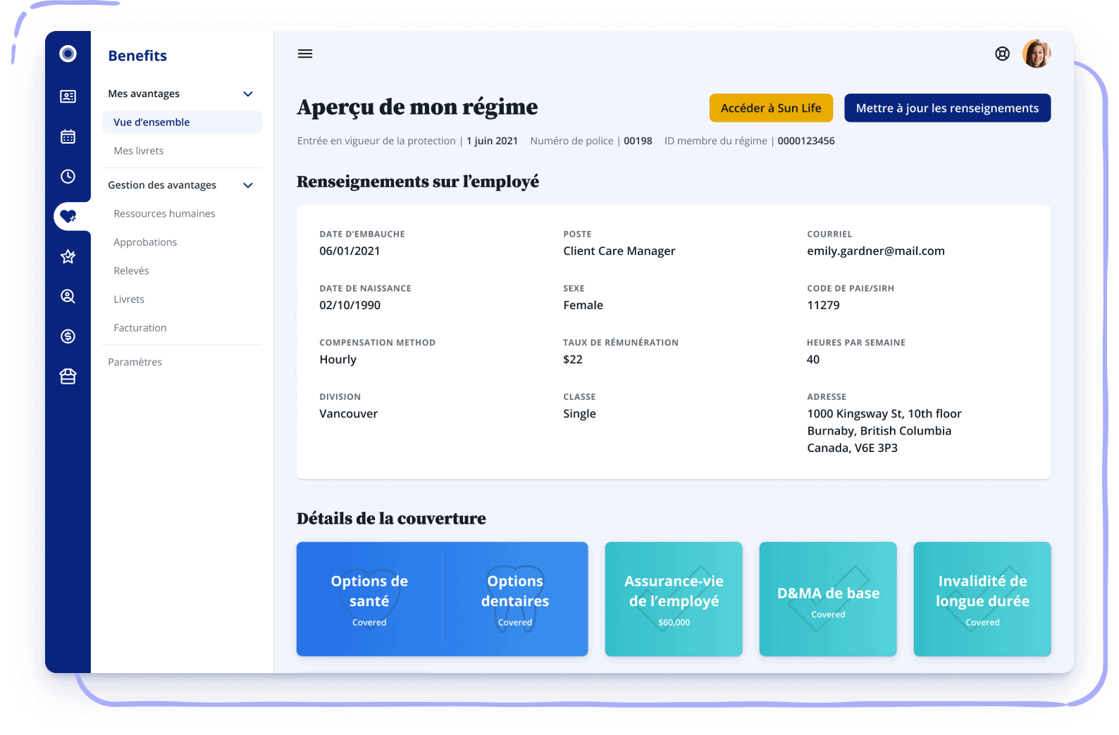 Gestion des avantages